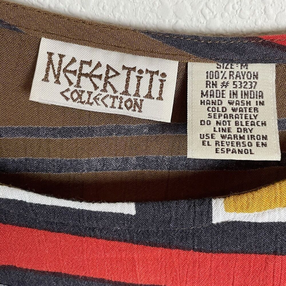 Nefertiti Collection Lagenlook Tribal Crinkled Embellished Dress Women's M - Picture 4 of 5